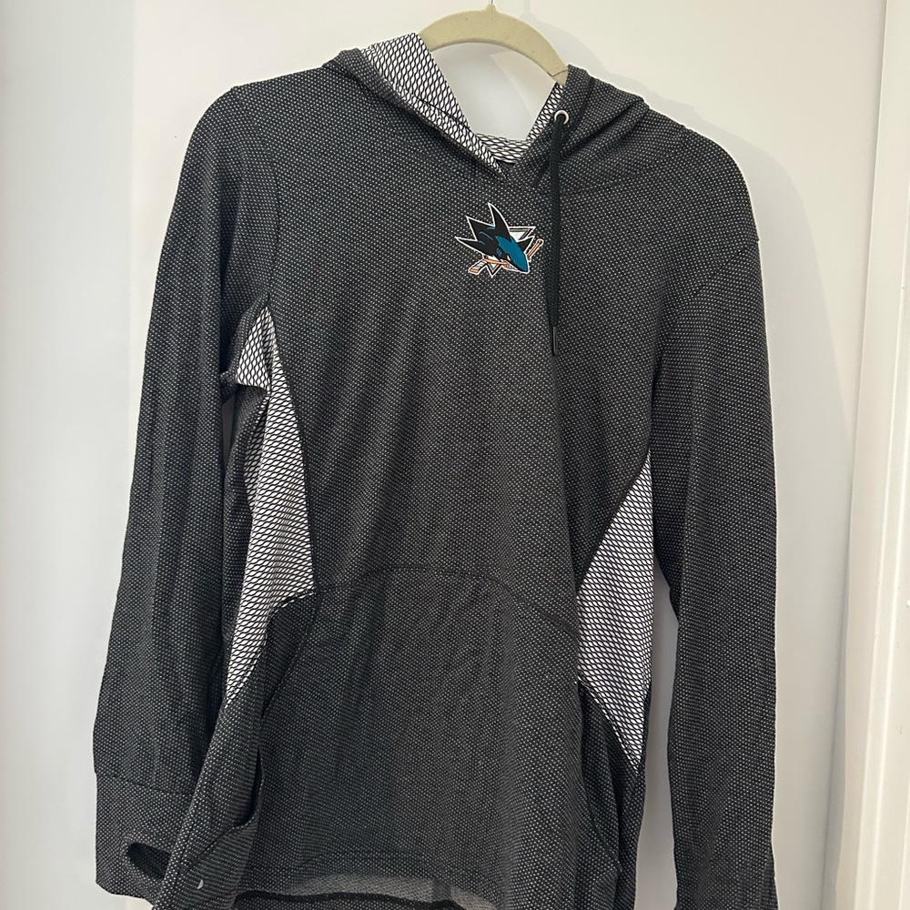 Antigua Black and White San Jose Sharks hoodie.
